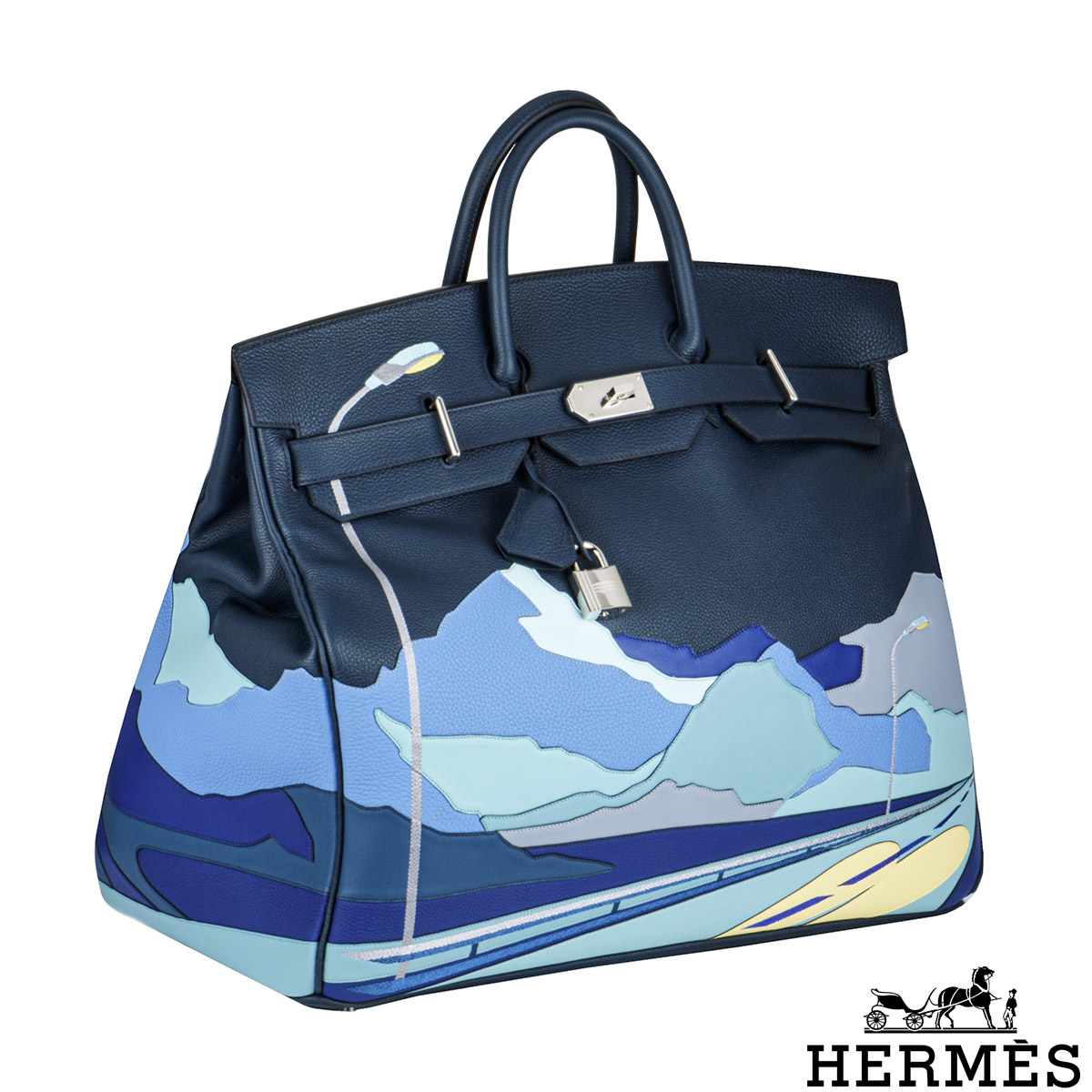 Hermes HAC 50 Endless Road Birkin Travel Bag Limited Edition Bleu de Prusse  Togo Palladium Hardware - HoooFashion